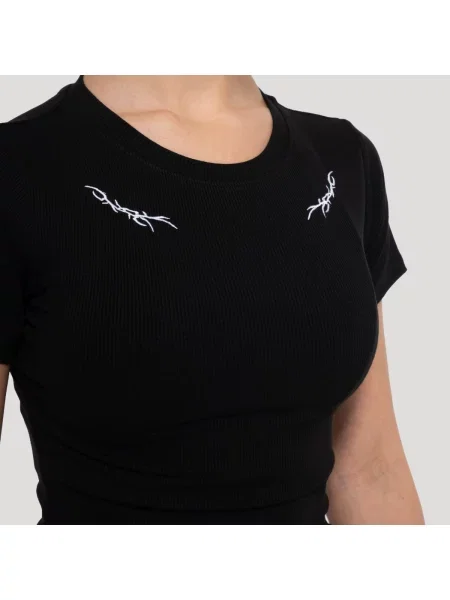 Koszulka fitness slim Tribal Ribbed czarna