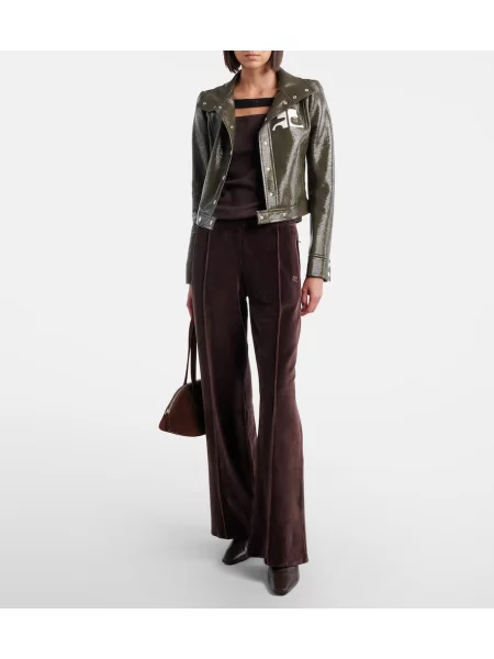Pantaloni sport Courreges de catifea maro