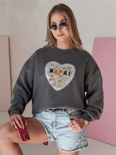 Bluza oversize z sercem SERDUCHOVA Dstreet grafitowa