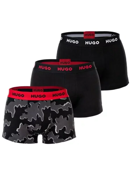 Hugo Boxerky 3 Kusy V Balení černá/ šedá/ červená černé