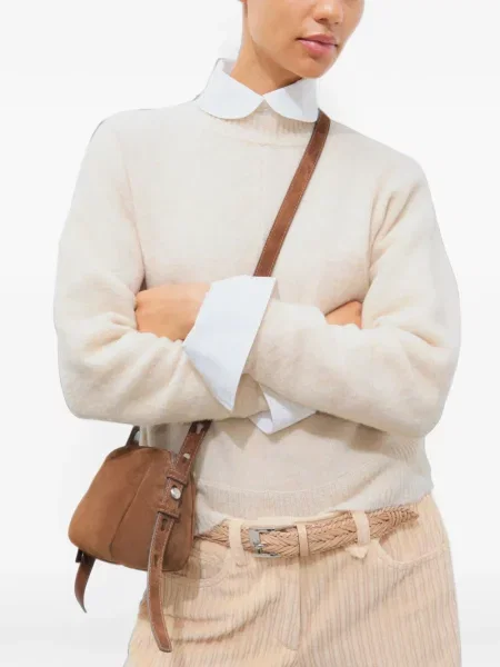 Geanta crossbody Tory Burch din piele de căprioară maro