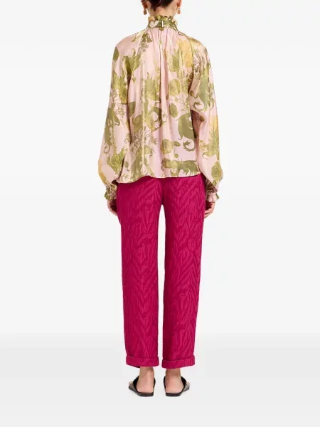Pantaloni La Doublej din jacard roz