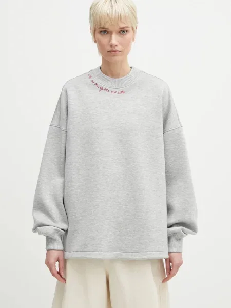 Fiorucci bluză Neoprene Embroidered Neck Relaxed Fit melanj gri