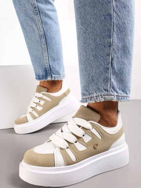 Sneakers Închis pe Platformă cu Șiret Larg Aklilu bej