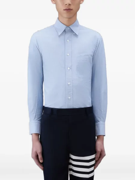 Cămașă Thom Browne din țesătură twill lungă albastru