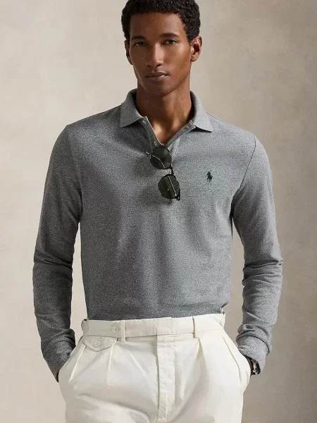 Polo Ralph Lauren tričko s dlouhým rukávem šedé