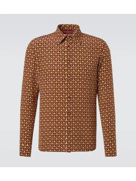 Cămașă Gucci de mătase cu imagine maro
