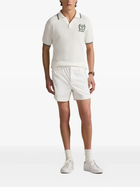 Tricou Polo Ralph Lauren din piele cu broderie în carouri maro