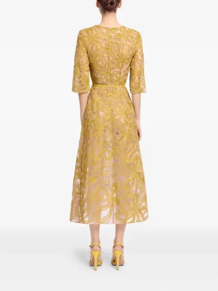 Virágos midi ruha Elie Saab sárga