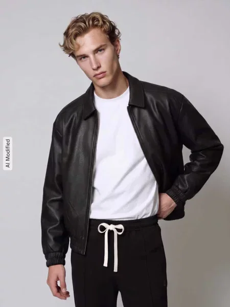 Kurtka z ekoskóry o kroju regular fit model REX' Only & Sons czarna