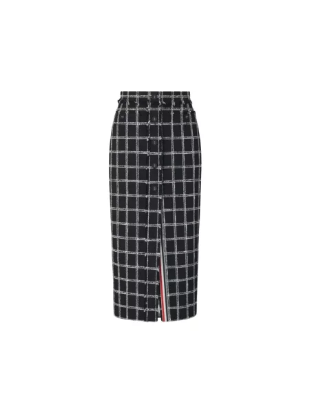 Spódnica Thom Browne w kratę tweedowa czarna