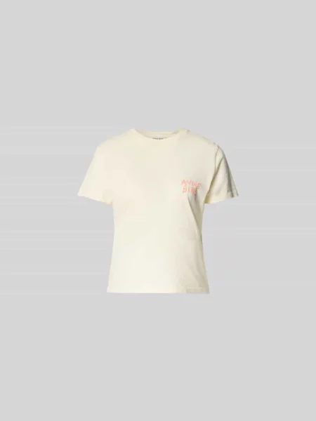 T-shirt o kroju regular fit z detalem z logo Anine Bing biała