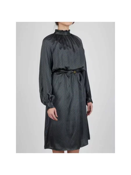 Sukienka midi Kiton w geometryczne wzory czarna