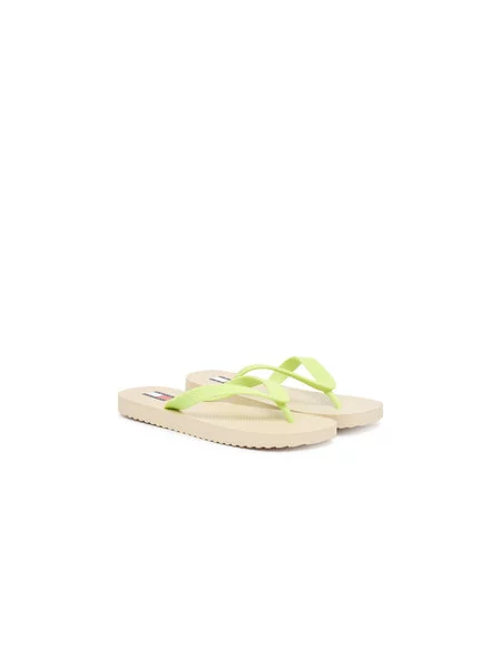 Žabky Tommy Jeans Logo Summer white clay/lime essence žluté