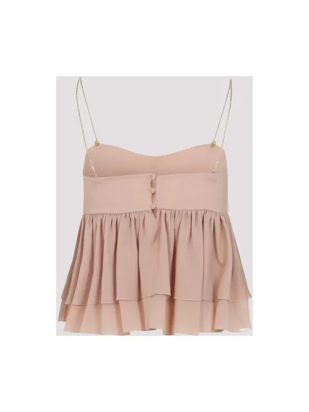 Lniany top Chloe bez rękawów różowy