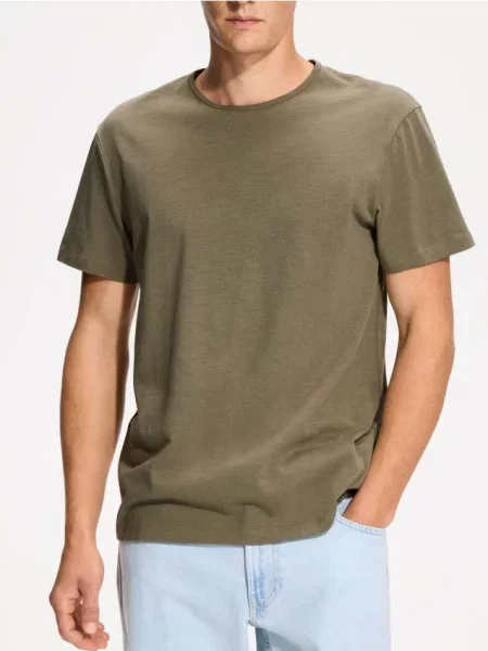 Reserved Tricou regular din verde-maroniu verde