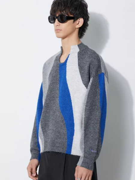 Ader Error pulover din amestec de lână Batia Knit bărbați cu guler gri