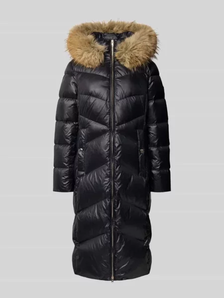 Płaszcz pikowany z obszyciem ze sztucznego futra model ‘Adele’ Rock'n Blue czarne