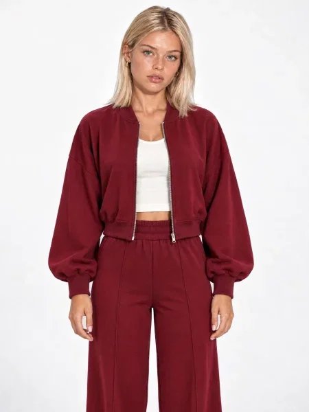 Lady Bersan Házi ruha Zweiteiliges Set burgundi vörös