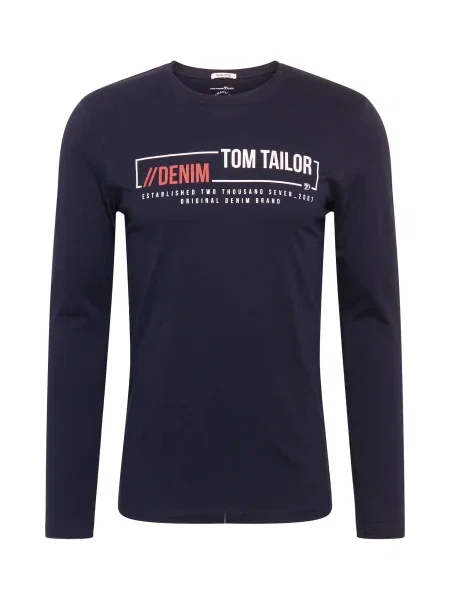 TOM TAILOR DENIM Tricou albastru noapte / roșu alb