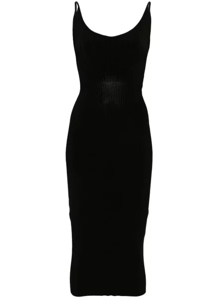 Rochie midi Mugler fără mâneci tricotate negru