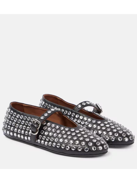 Usnjene balerinke Alaia črna