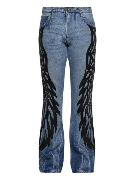 Jeansy Earthling Vip z nadrukiem z 5 kieszeniami niebieskie