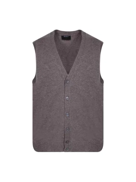 Sweter Dell'oglio z kaszmiru brązowy