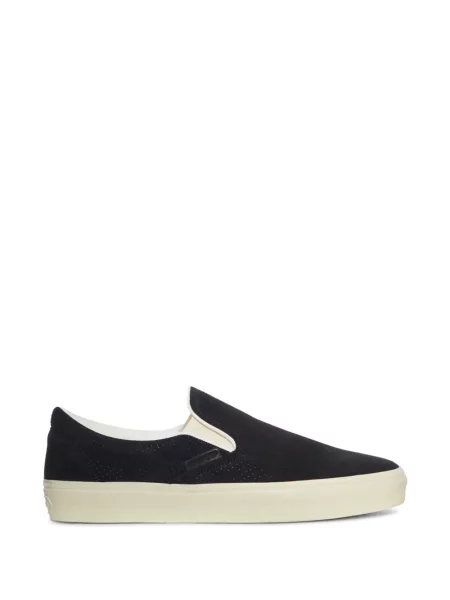 Sneakerși Tom Ford slip-on cu perforații negru