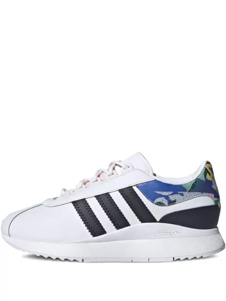 Top Adidas alergare cu decolteu în V alb
