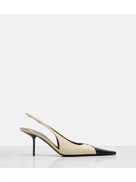 Pantofi cu toc Saint Laurent din piele alb