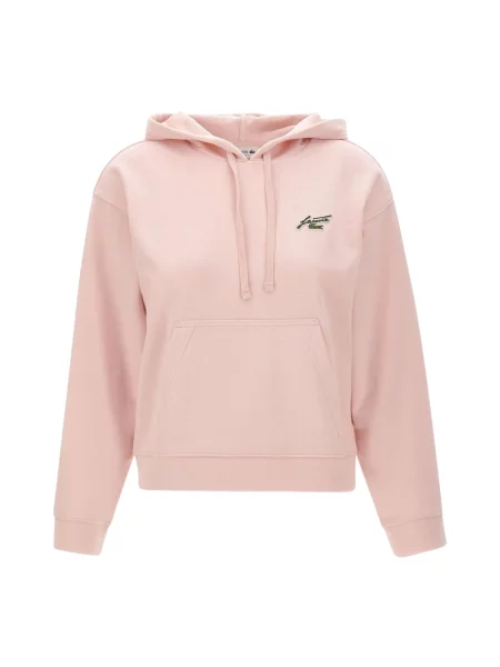 Bluza z kapturem Lacoste polarowa z kapturem różowa