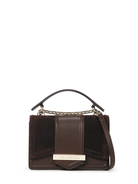 Crossbody torbica Karl Lagerfeld iz semiša rjava