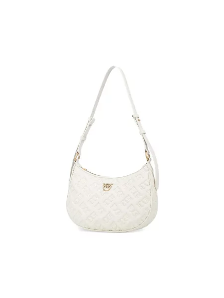 PINKO Kabelka Half Moon Mini Fl AI PLTT Écru bílá