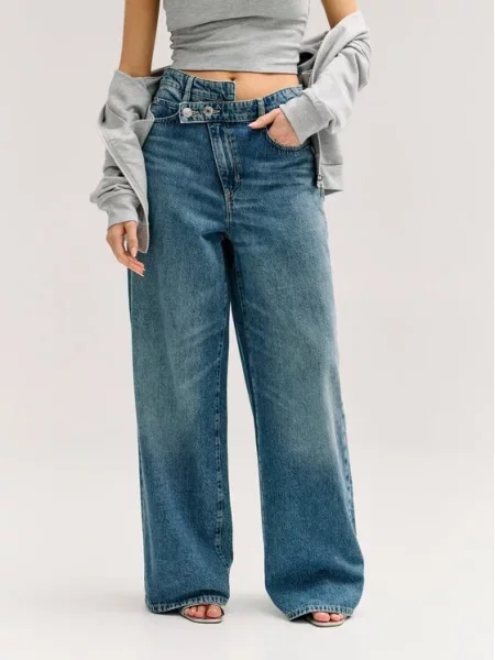 Guess Blugi Wide Leg albastru
