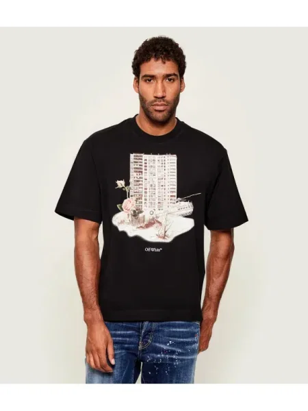 OFF-WHITE Tricou BUILDING SKATE alb