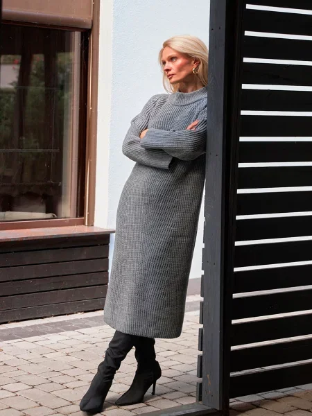 Сукня міді TrikoBakh вовна/поліестер сірий