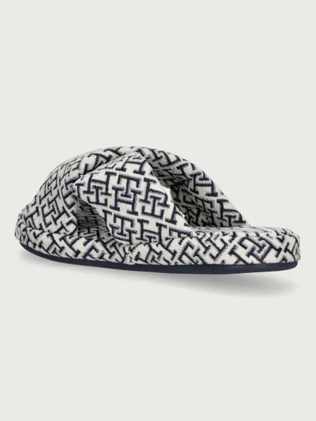 Tommy Hilfiger kapcie TH FEMININE HOUSE SHOES MONOGRAM granatowe