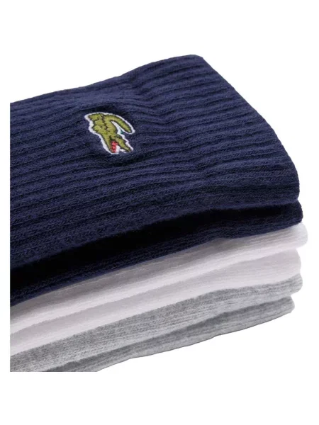 Ponožky Lacoste 3 páry strieborných podbradníkov/bielych/navy blue biela