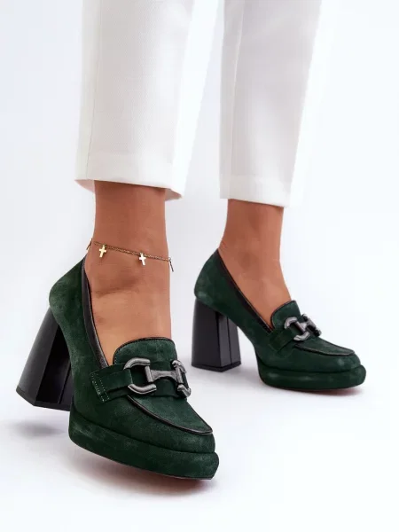 Usnjene chunky salonarji Laura Messi zelena