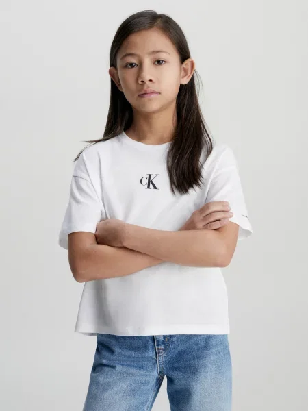 Calvin Klein Jeans Majica Boxy Fit bela