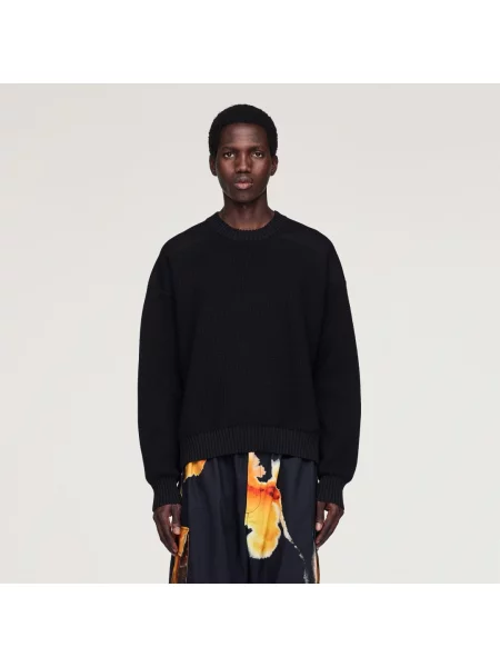 Sweter z wełną Padded Knit Crew ciepły czarny