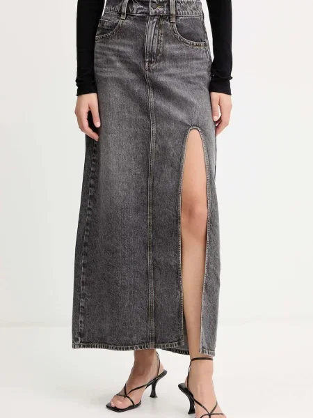 Miss Sixty fustă jeans maxi evazați gri