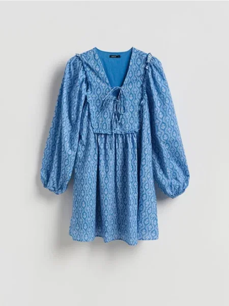 Reserved Сукня міді з запахом на декольте світло-блакитний блакитна