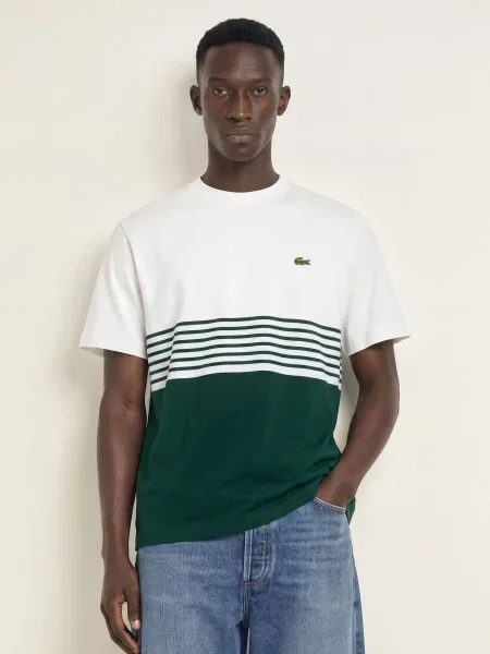 Lacoste Tričko / tmavě zelená bílá