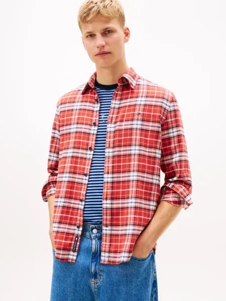Tommy Jeans koszula flanelowa Mężczyźni Regular Fit czerwony|wielokolorowy w kratkę S czerwona