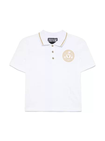 Koszulka polo Versace Jeans Couture z krótkim rękawem biała