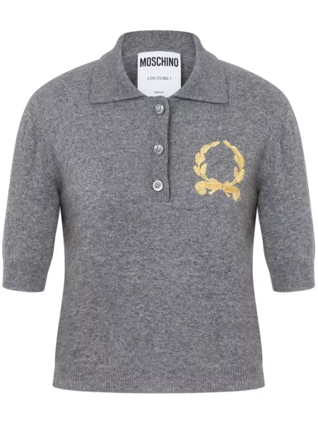 Haftowane polo Moschino szare