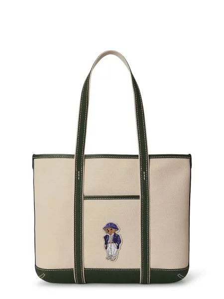 Geantă Polo Ralph Lauren din canvas bej