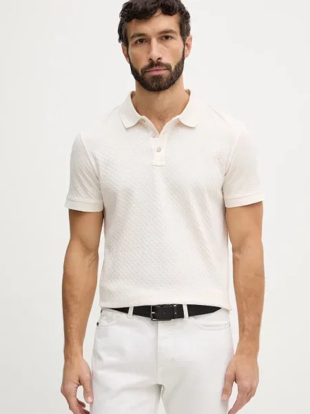 Koszulka polo z krótką listwą guzikową model ‘Roni’ Joop! Collection beżowa